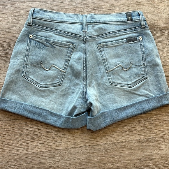 7 For All‎ Mankind Mid Roll Denim Shorts Size 27 Broken Twill Light Wash - Picture 5 of 16